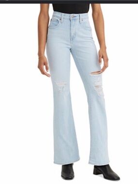 Levi's Light Blue High-Rise Distressed Flare Jeans
